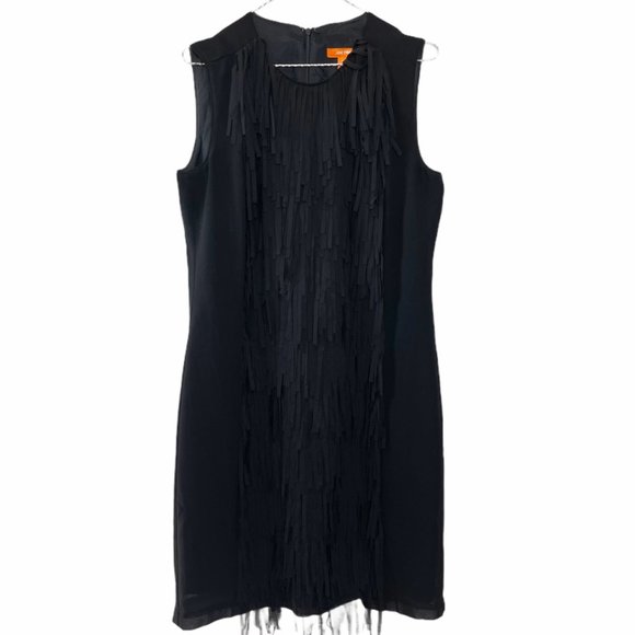 JOE FRESH Black Shift Fringe Dress - Size M - Picture 1 of 12